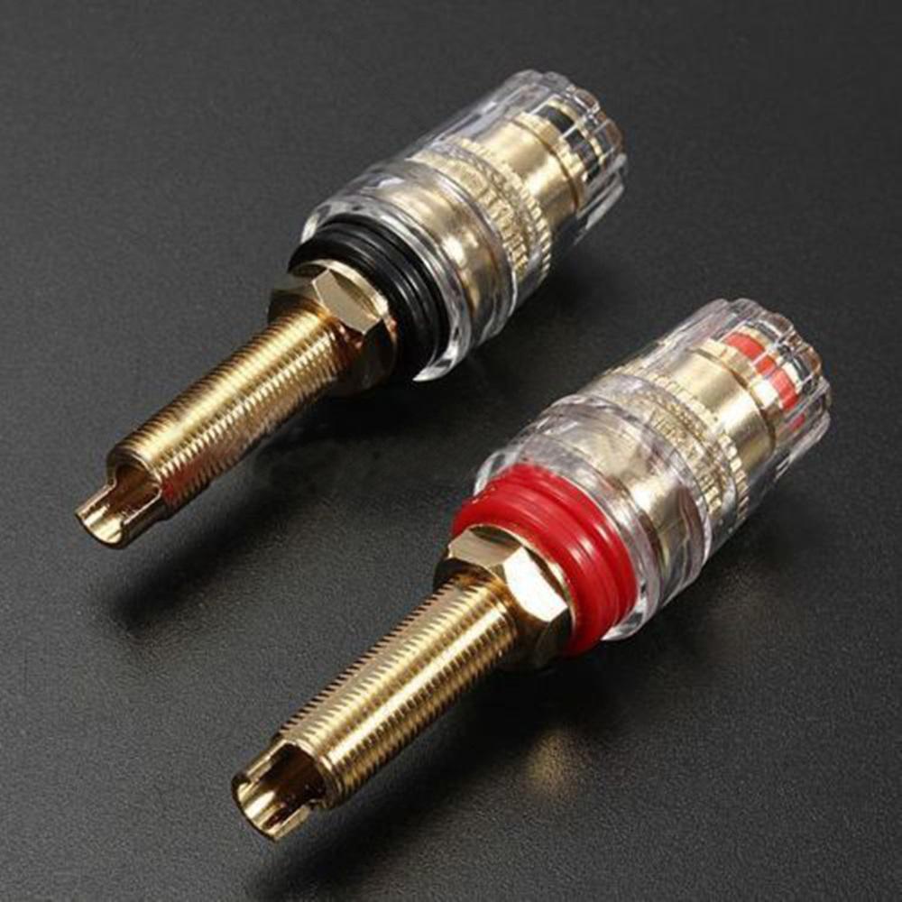 2 Pcs Audio Speaker Binding Post Long Thread Terminal Banana Plug Gold Plated