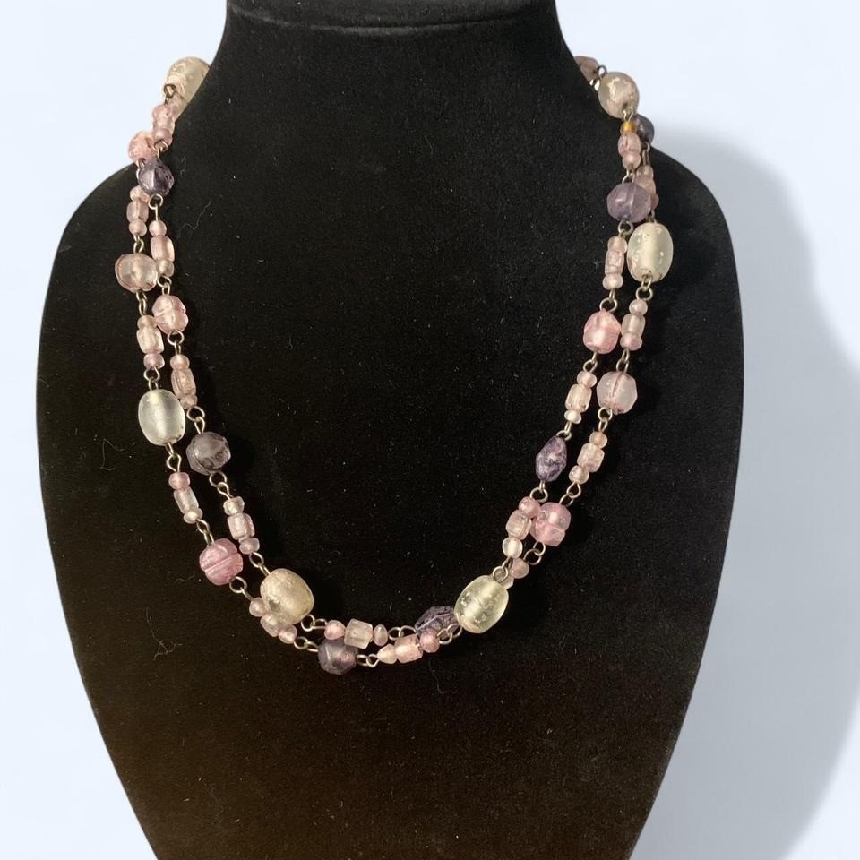 Rustic Purple/Clear Glass Bead Necklace