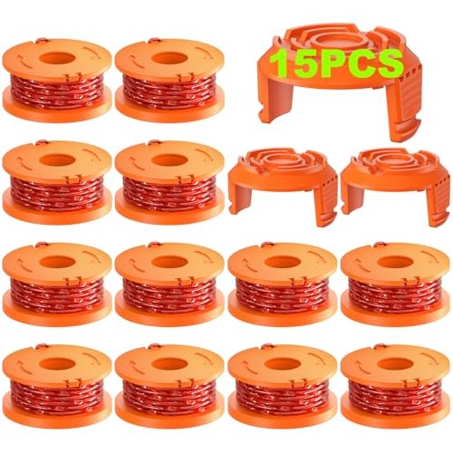 15 Pack Trimmer Spool Line for Worx,(WA0010)Replacement Weed Wacker String for