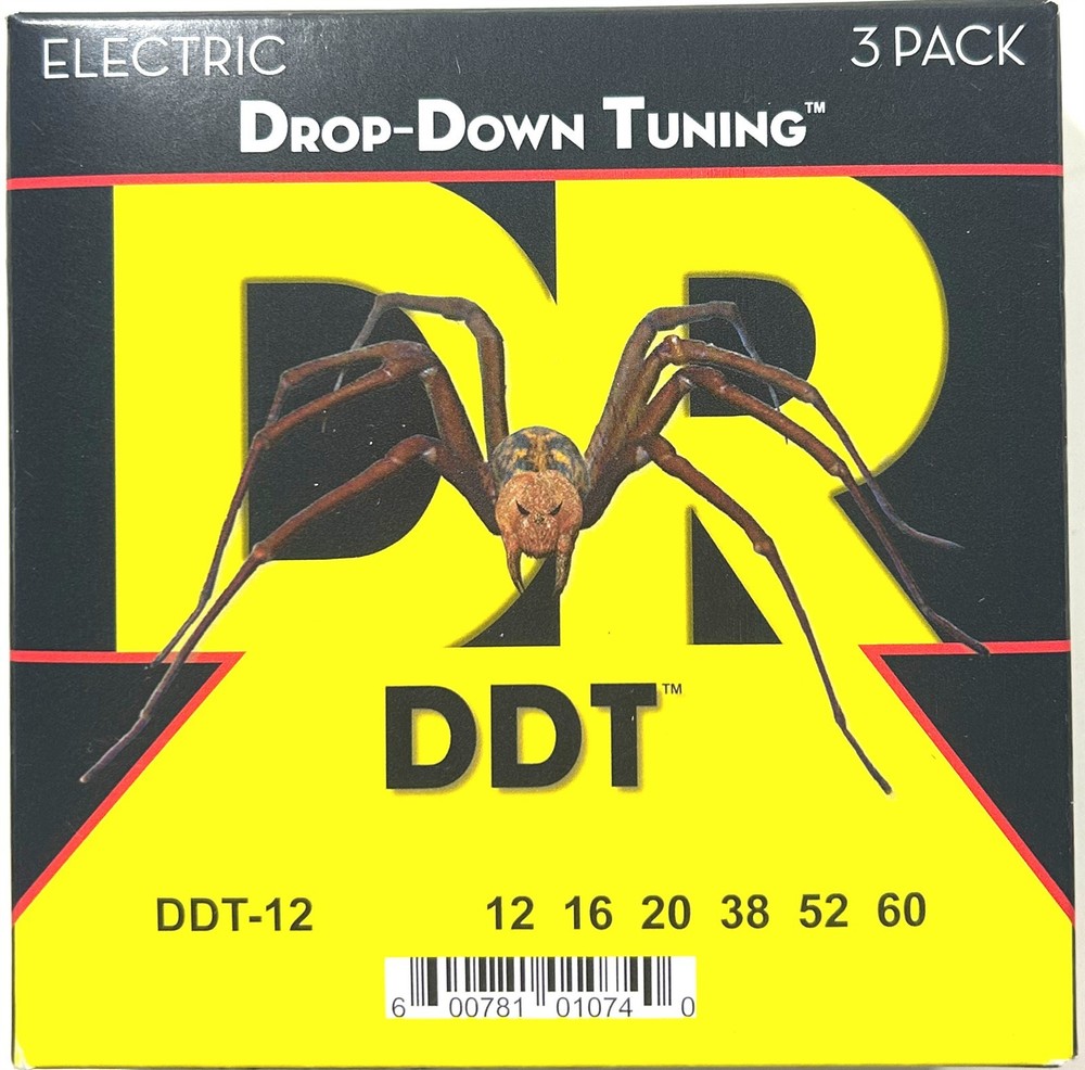DR Guitar Strings 3 Sets Electric DDT Drop Down Tuning 12-60 Heavy