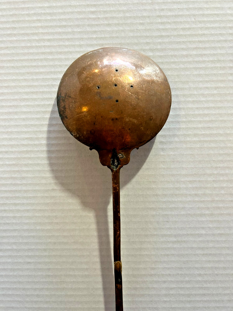 Vtg. Hand Made 19" Copper Skimmer Spoon