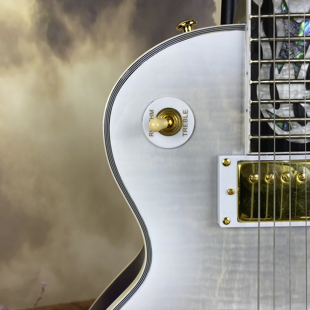 Custom 6 String Electric Guitar Gold Hardware Flame Maple Shell Abalone Inlay