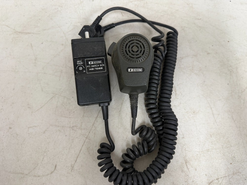Icom HS-10SB Switch Box Controller Clip Push W/ Icom Microphone