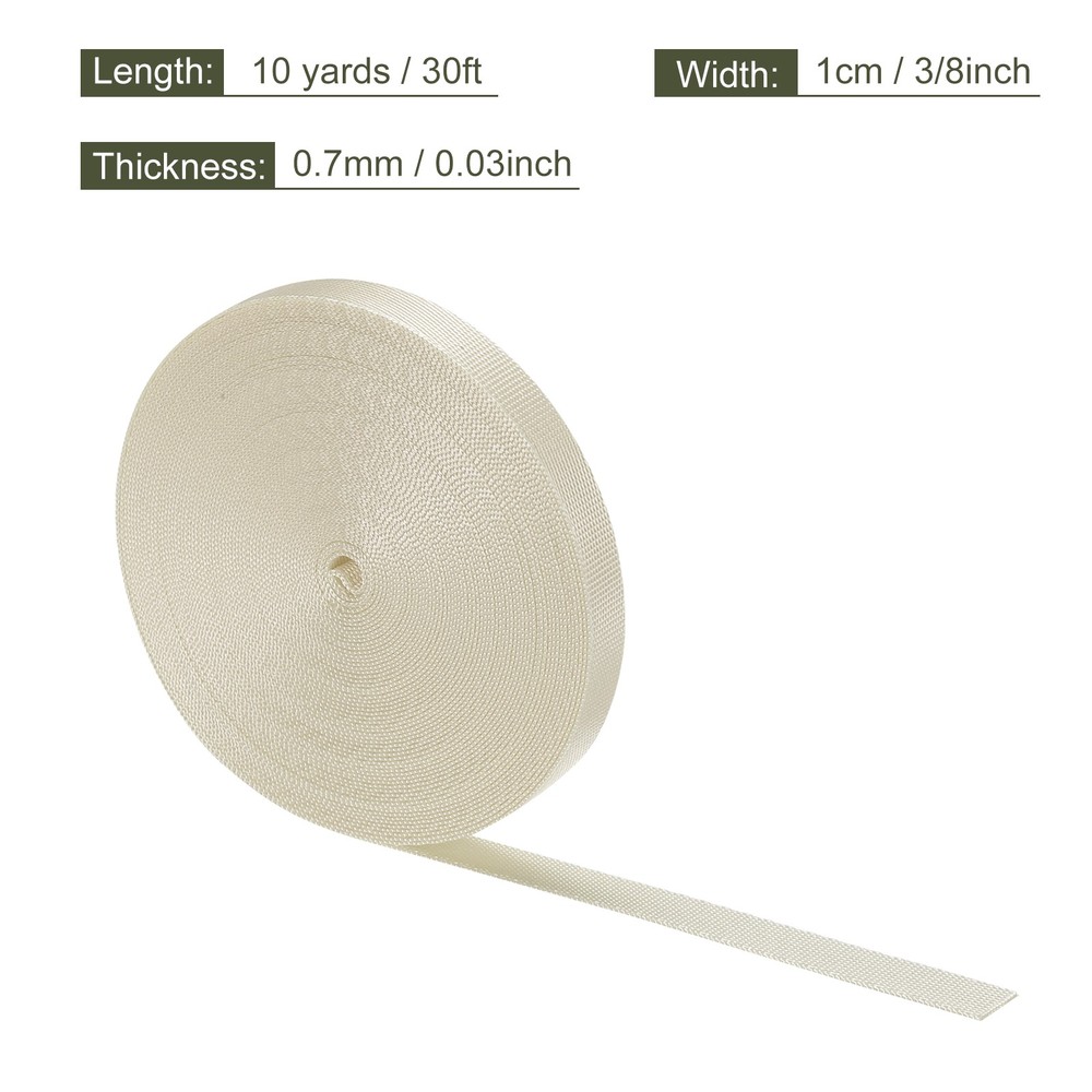 Flat Nylon Webbing Strap 3/8 Inch 10 Yards Milky White for Backpack