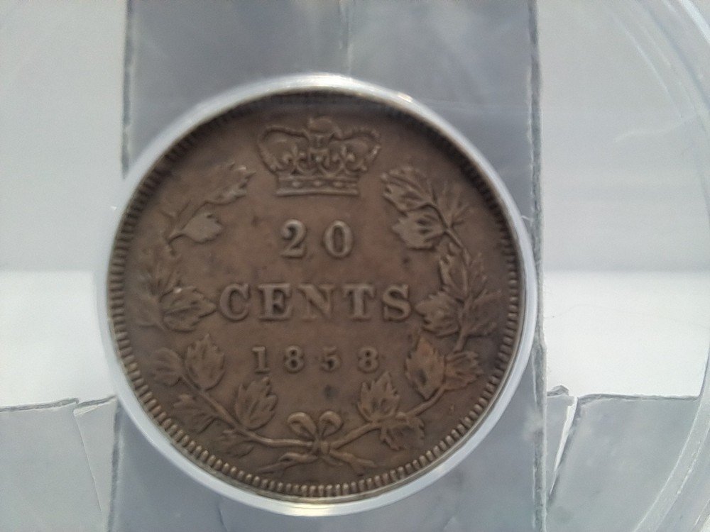 1858 CANADA VF 20 ANACS Canadian 20 CENT