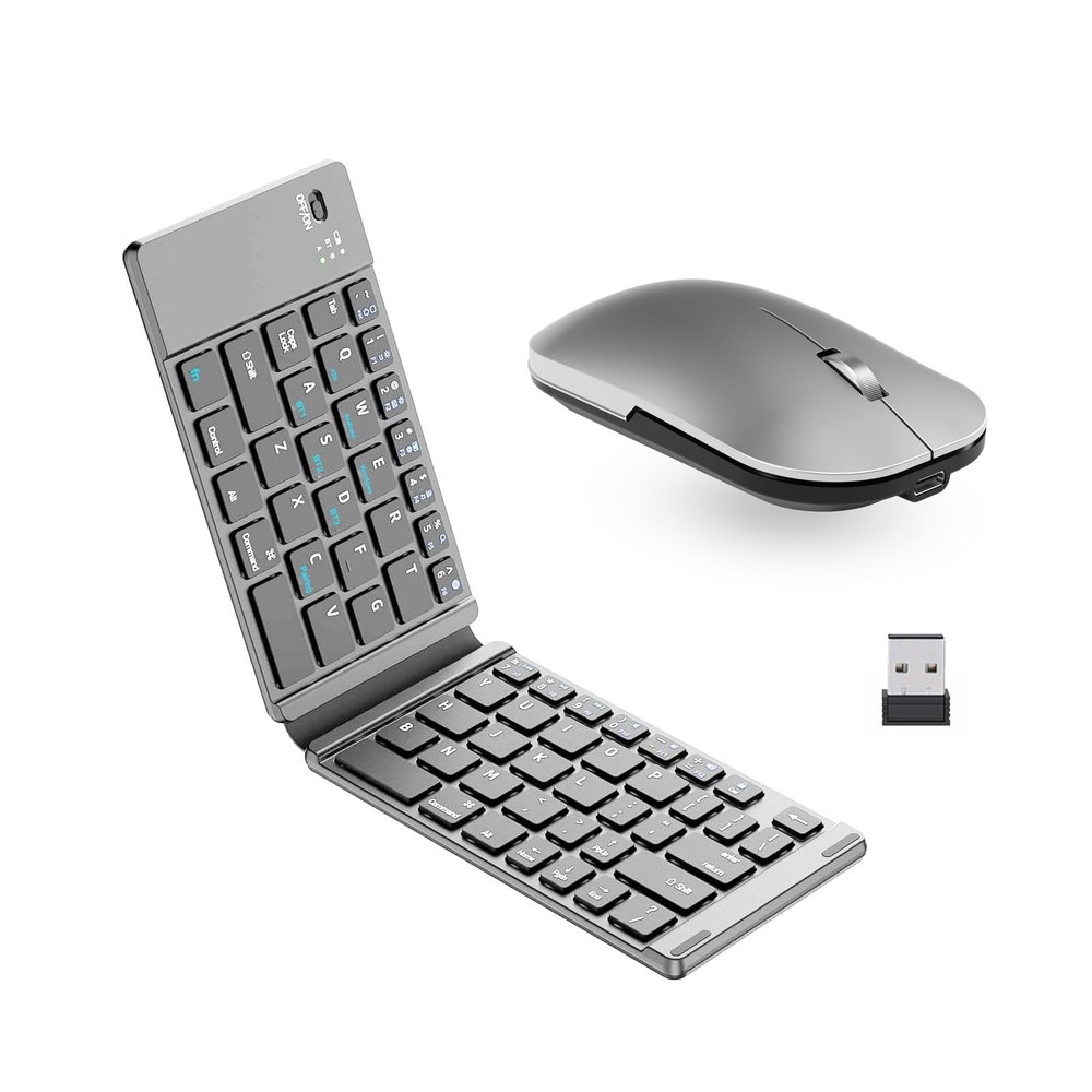 Foldable Keyboard and Mouse Combo,Bluetooth Keyboard and Mouse Combo for Gray