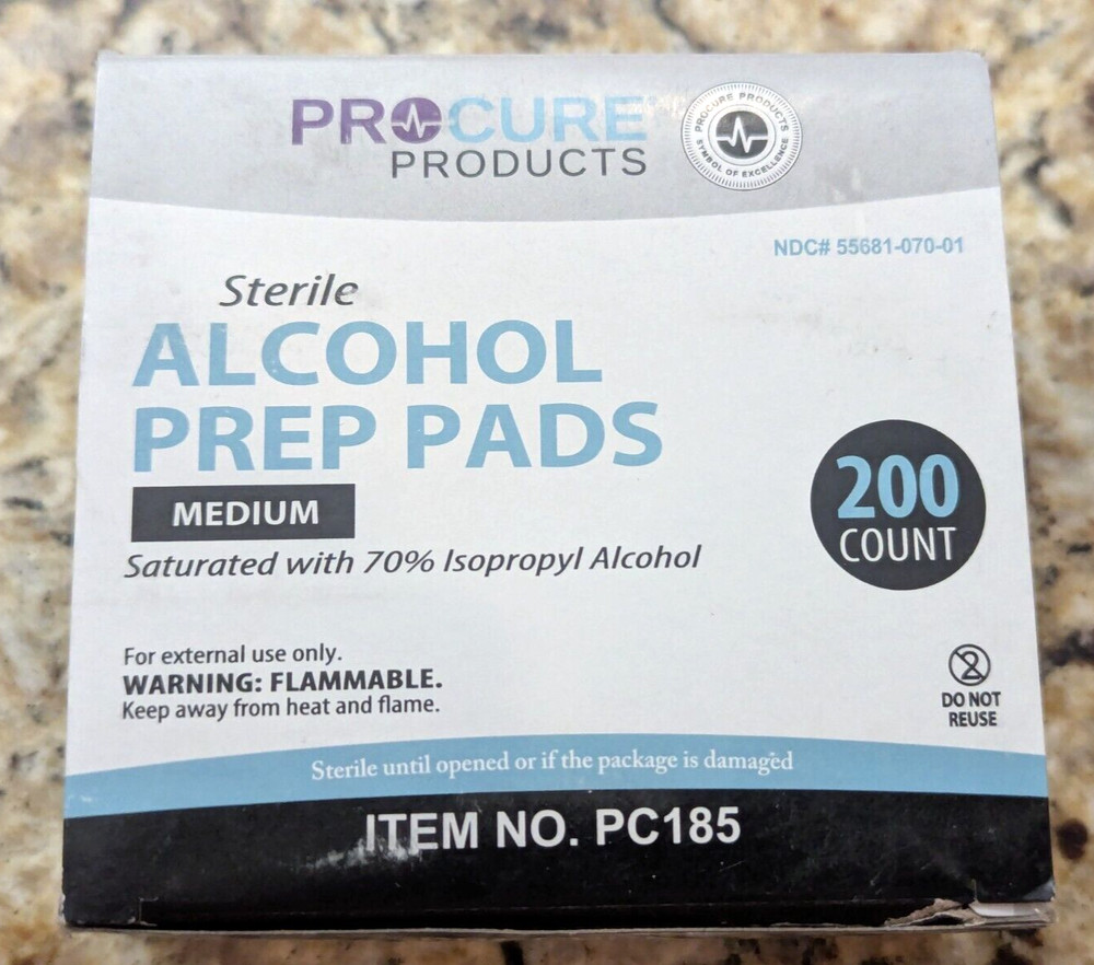 ProCure Sterile Alcohol Prep Pads Medium 200 Count PC185