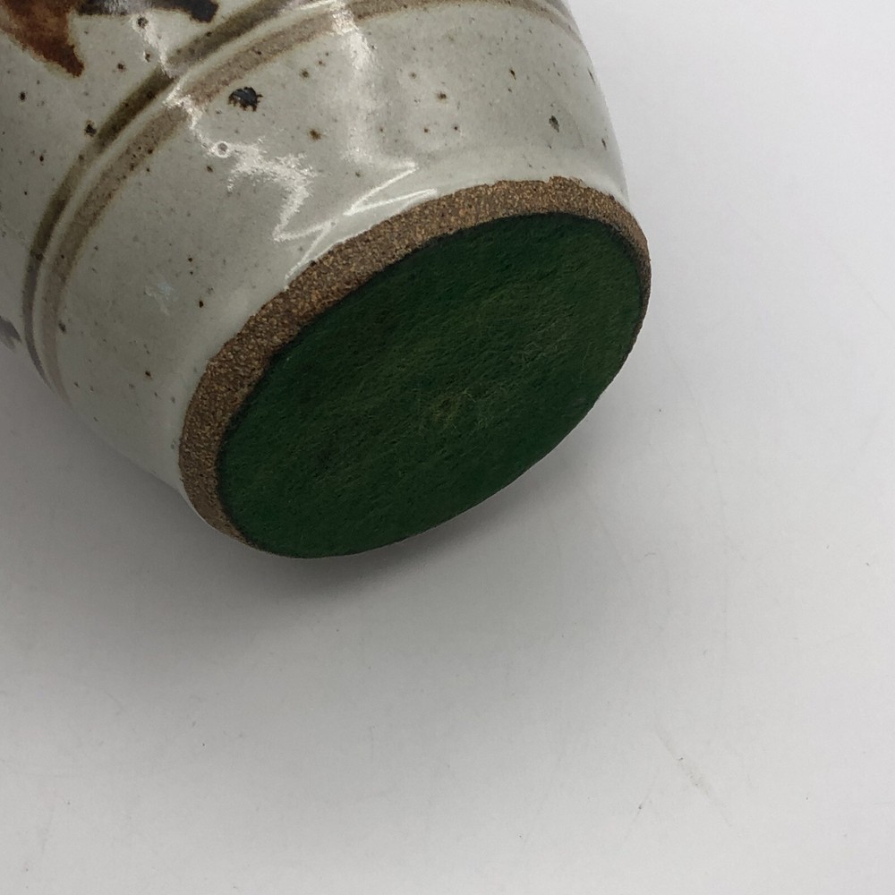 Studio Pottery Vase Painted Fall Color Leaf Pattern Around Center 7.25” Tall