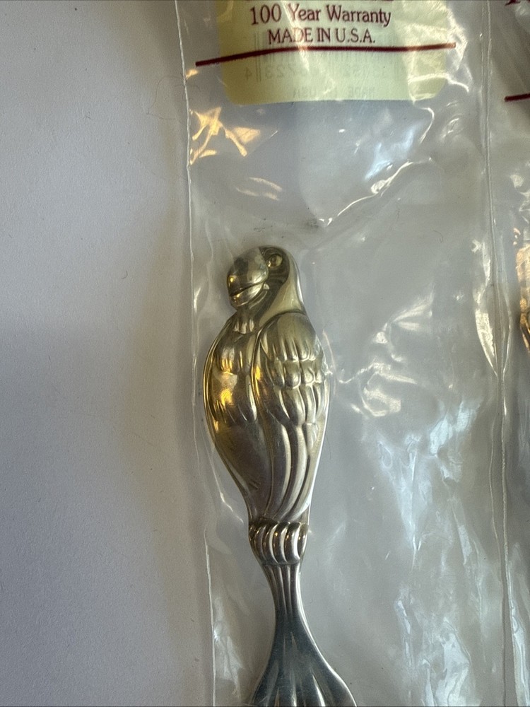 Reed & Barton Safari PARROT & MONKEY Silverplated BABY Spoon & Fork 2 Pc Set