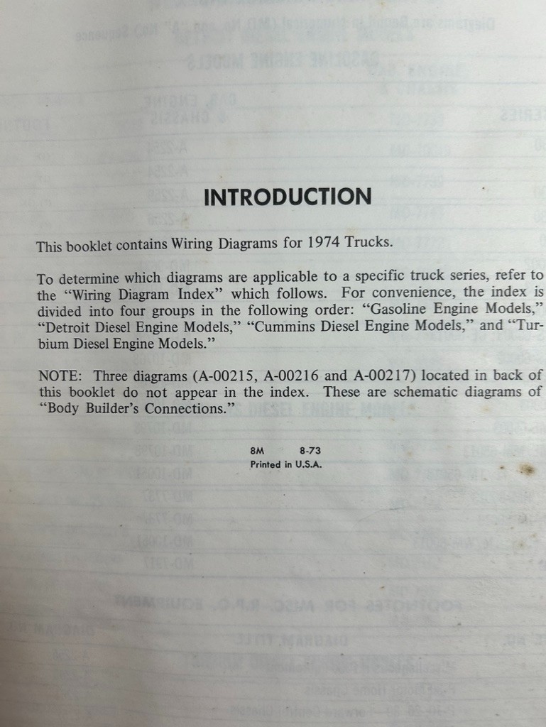 1974 Chevrolet Light Medium & Heavy Duty Trucks Wiring Diagrams & Service Manual