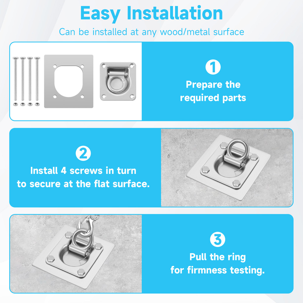 Tie Heavy-Duty for Rings Pull Heavy Tie Load-Bearing gently Down Down Ring 6Pack