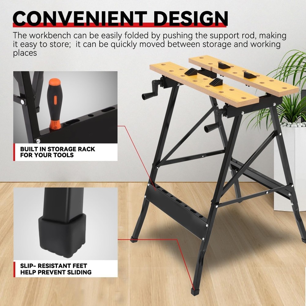 Adjustable Folding Workbench 8-12" Portable Work Table with Protractor