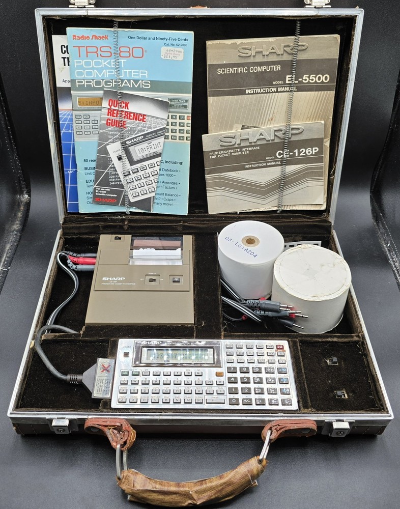 Sharp EL-5500 Scientific Pocket Computer & Sharp CE-126P Printer Interface RARE
