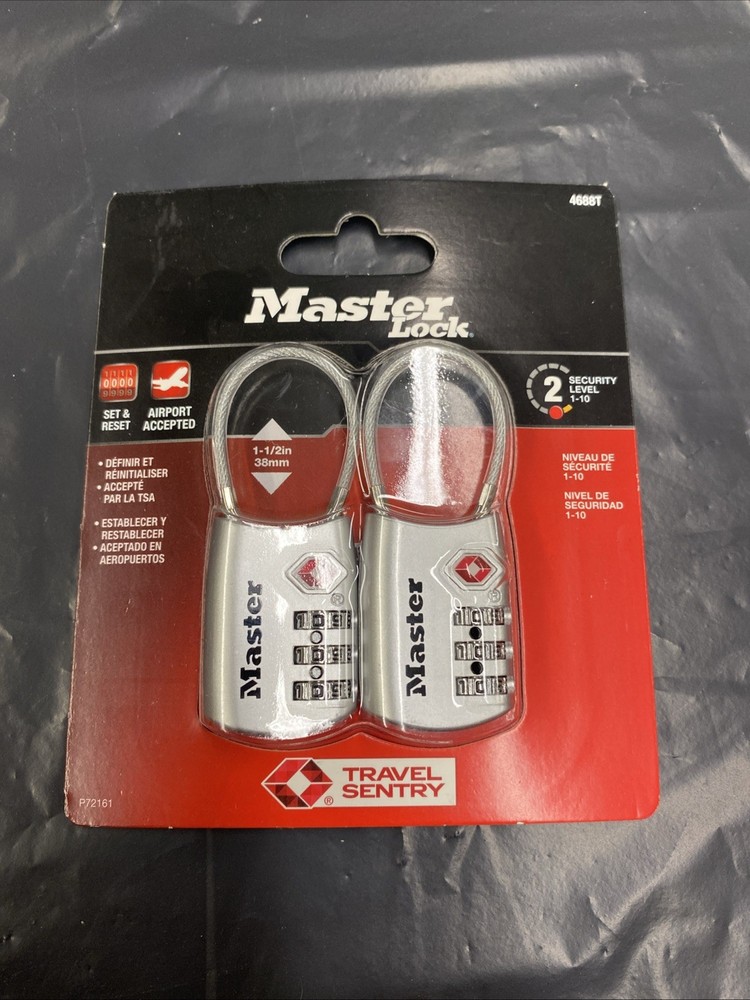 Master Lock 4688T Set Own Combination TSA-Accepted Cable Padlock Silver