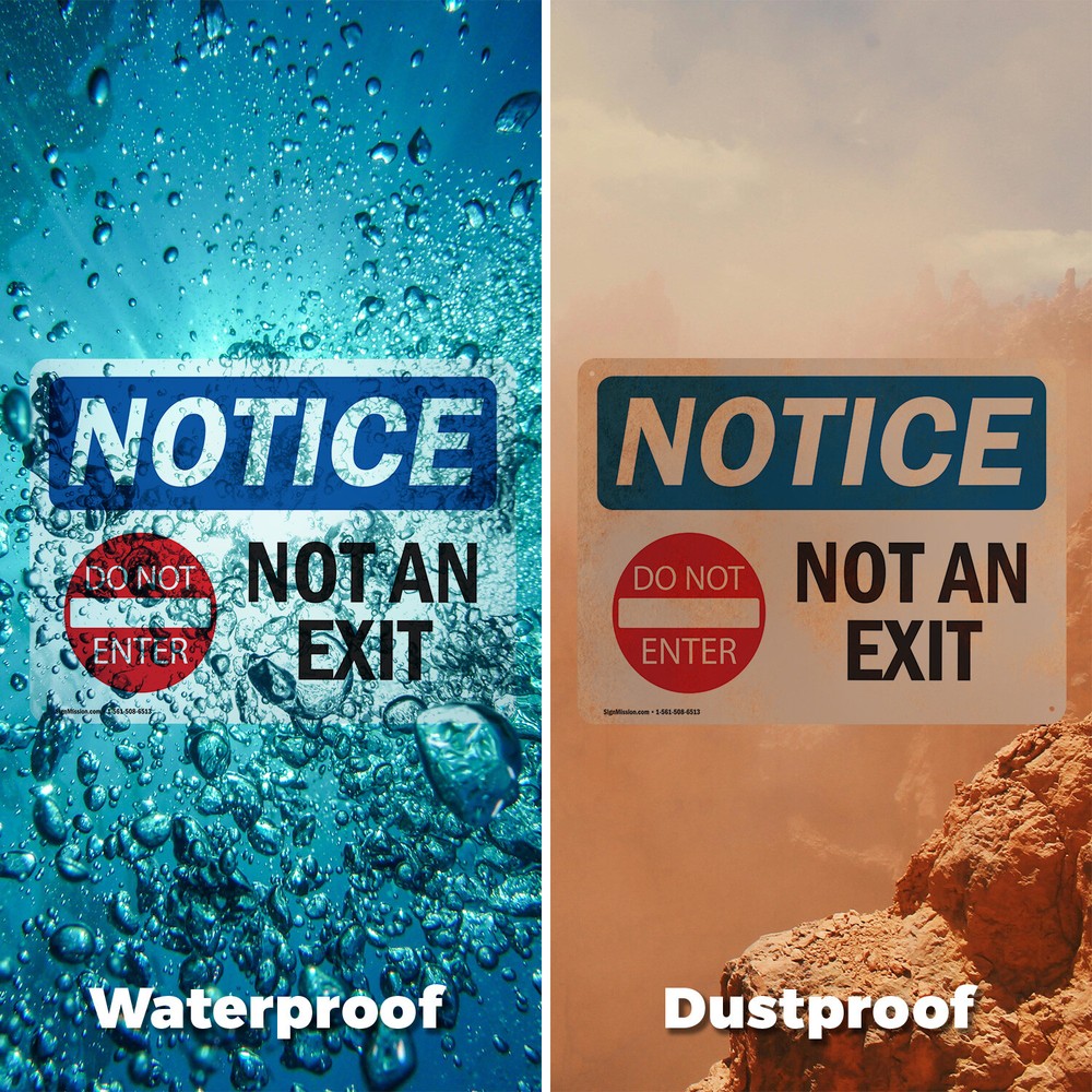 (2 Pack) Not An Exit OSHA Notice Sign Decal Metal Plastic