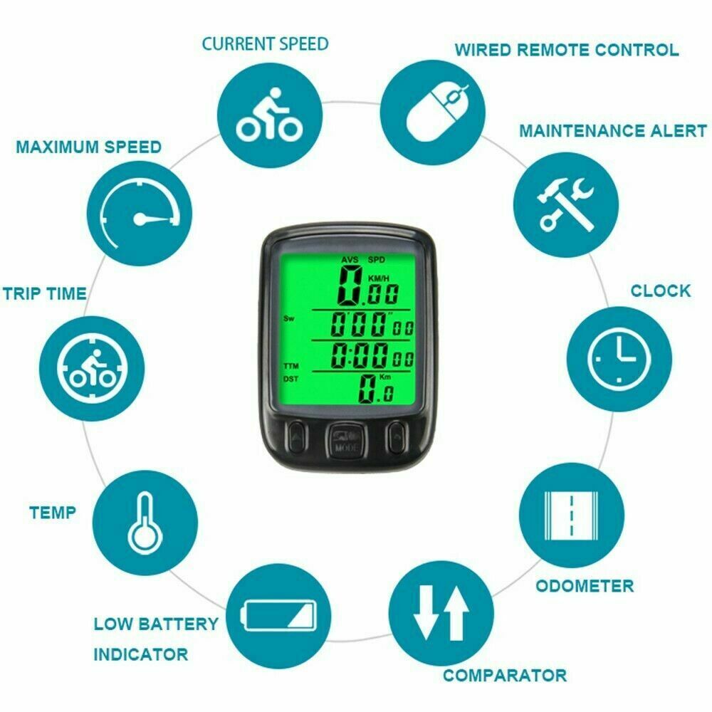 Waterproof Wired LCD Digital Cycle Bike Computer Bicycle Speedometer Odometer
