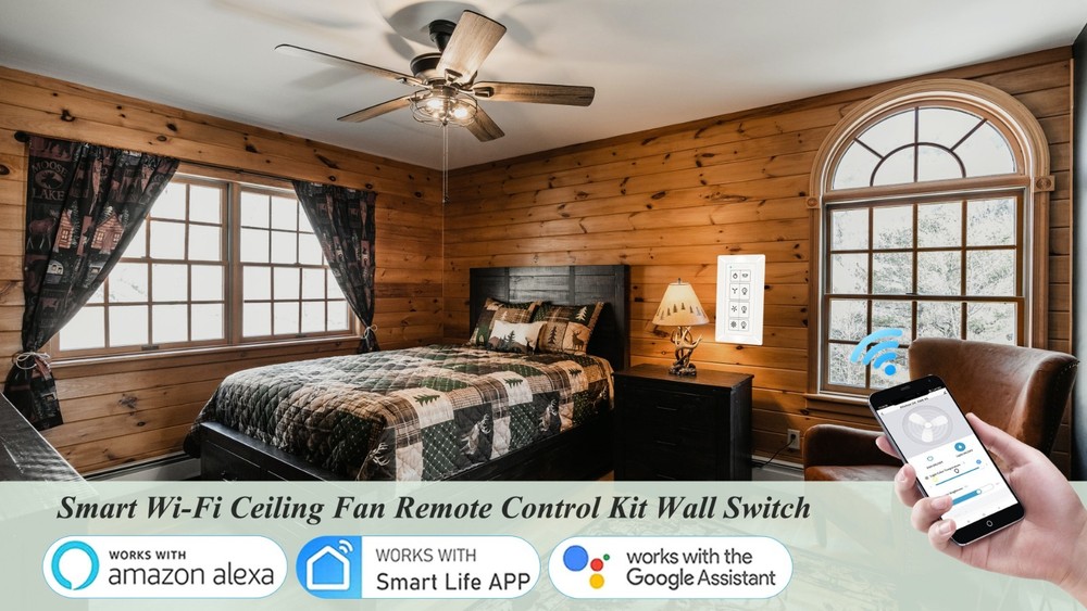 Universal Smart WiFi Ceiling Fan Remote Control, 3-Speed Dimmer, Alexa & Google