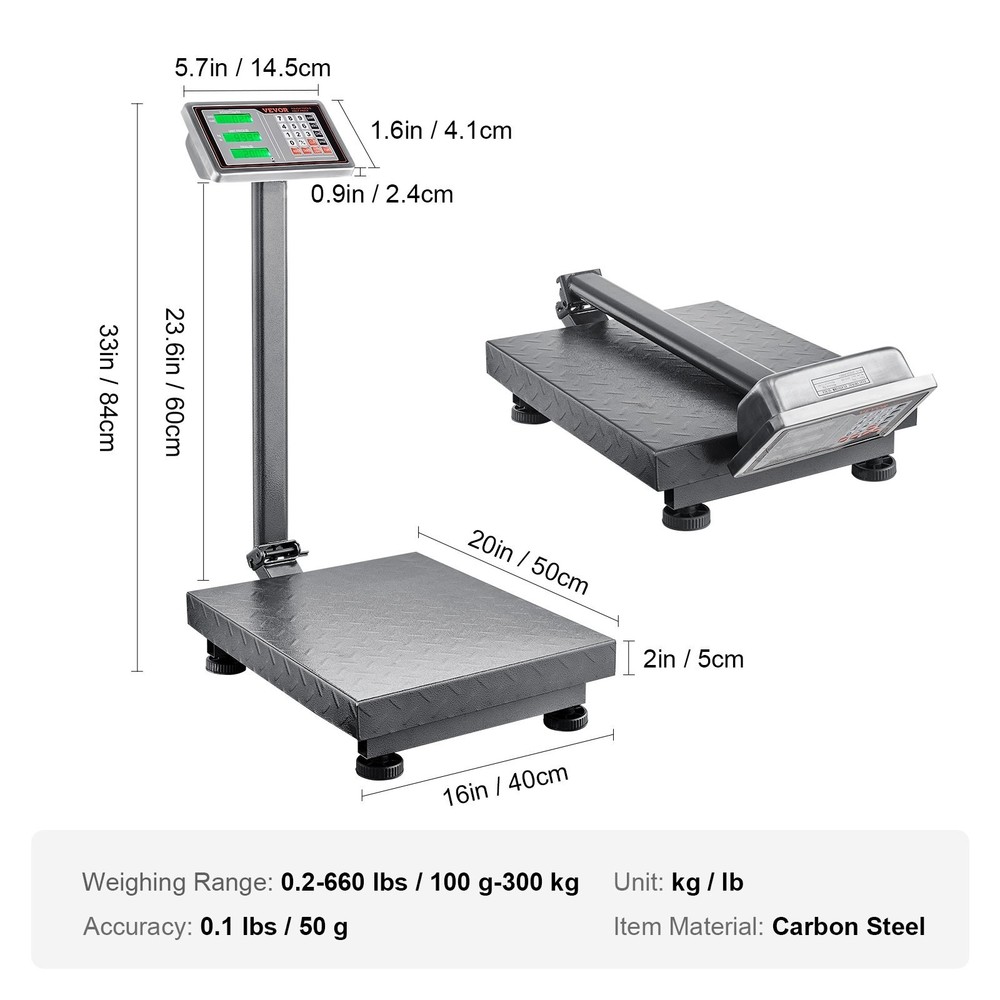 660lbs Weight Computing Digital Floor Platform Scale Postal Shipping Mailing