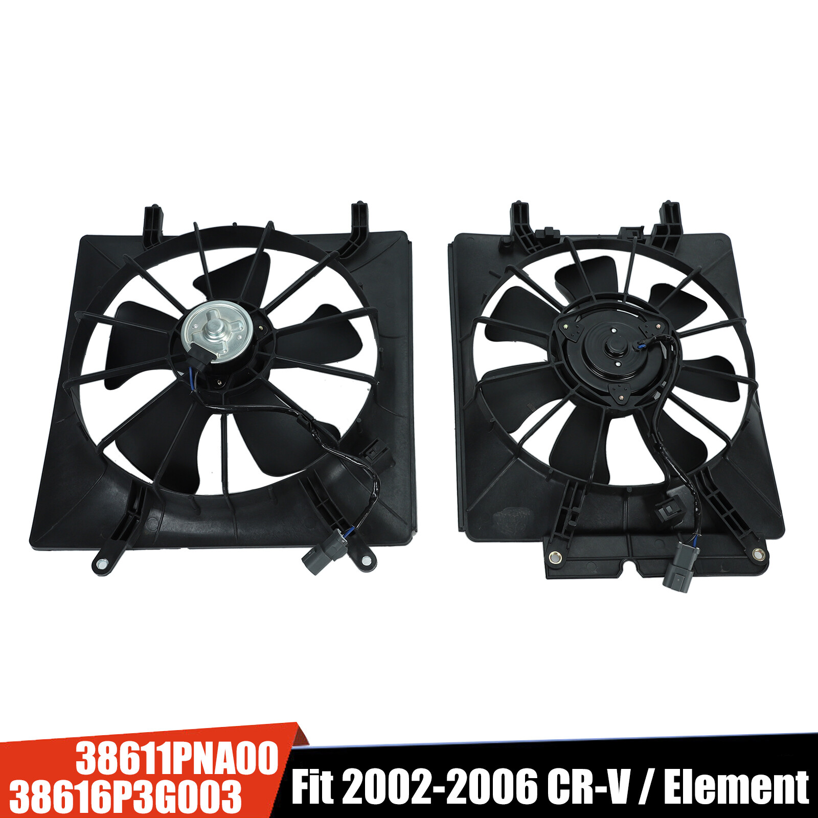 AC Condenser Radiator Cooling 120W Fan Fit 2002-2006 Honda CR-V CRV Element Pair