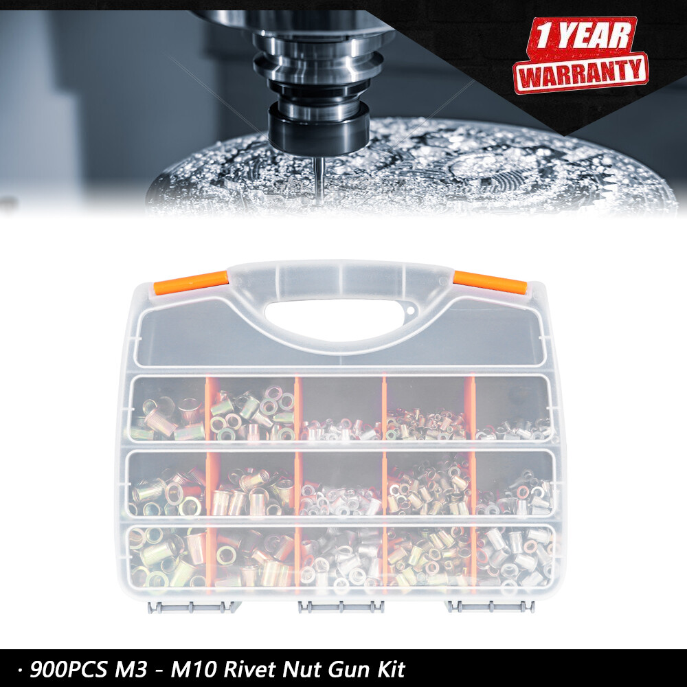 900PCS M3 - M10 Rivet Nut Kit Rivnut Tool Nut Setter Thread Setting Nutsert