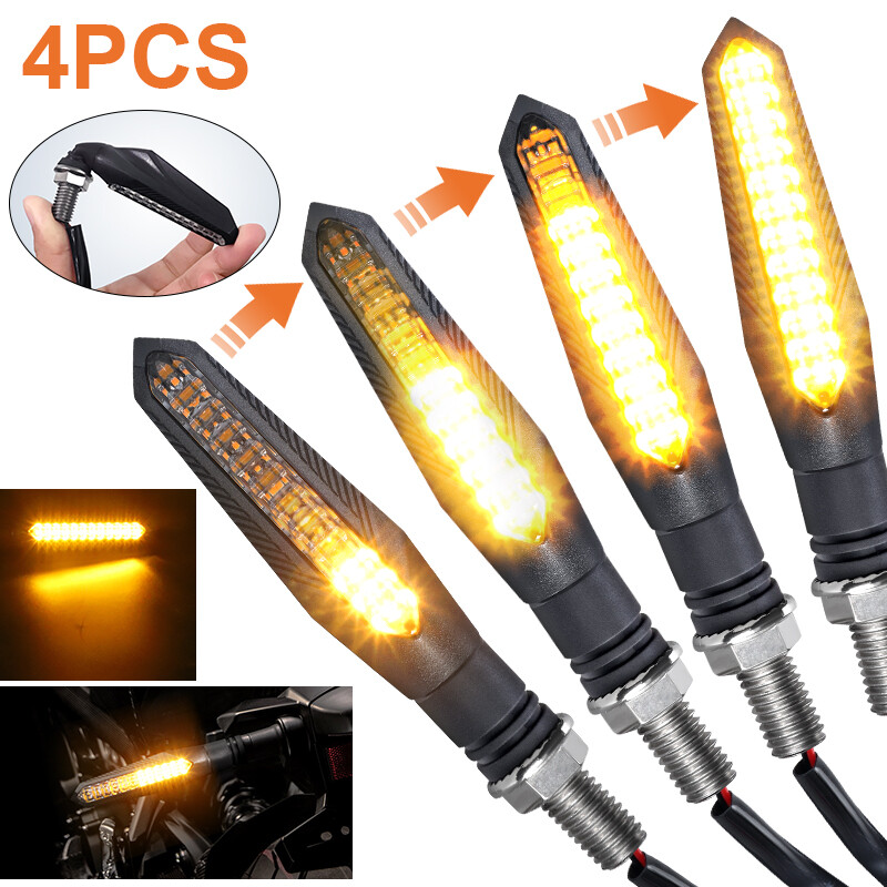 4X Sequential Flowing Motorcycle LED Turn Signal Blinker Light Indicator Amber