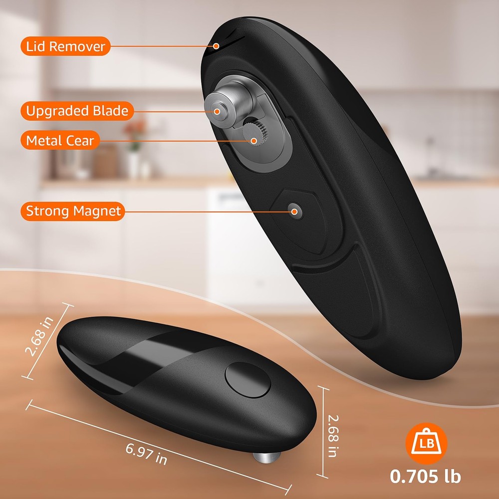 electriccan opener, automatic can opener, one-button operation, with smooth e...
