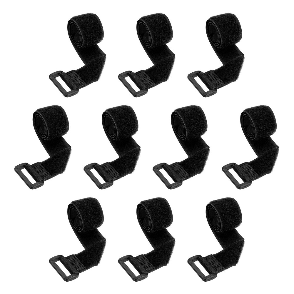 10pcs Reusable Cinch Straps 1"x16" Hook and Loop Cable Securing Straps, Black