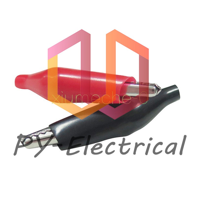 10pcs Black Red Soft Plastic Coated Testing Probe Aligator Clips Crocodile P2001