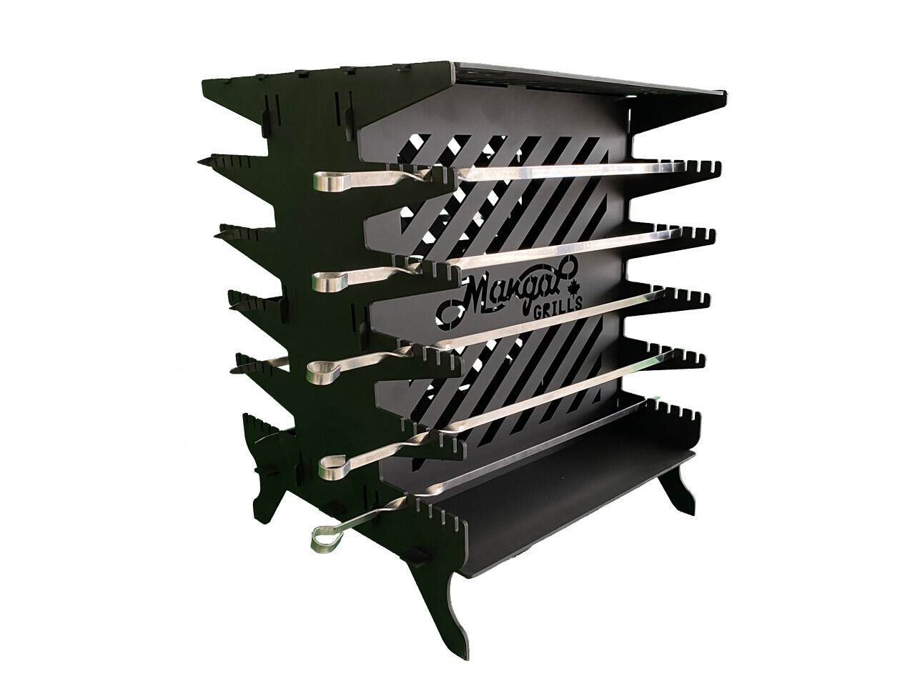 Vertical Charcoal Grill Kebab BBQ Portable Mangal 10 FREE Skewers Heavy Duty 4mm