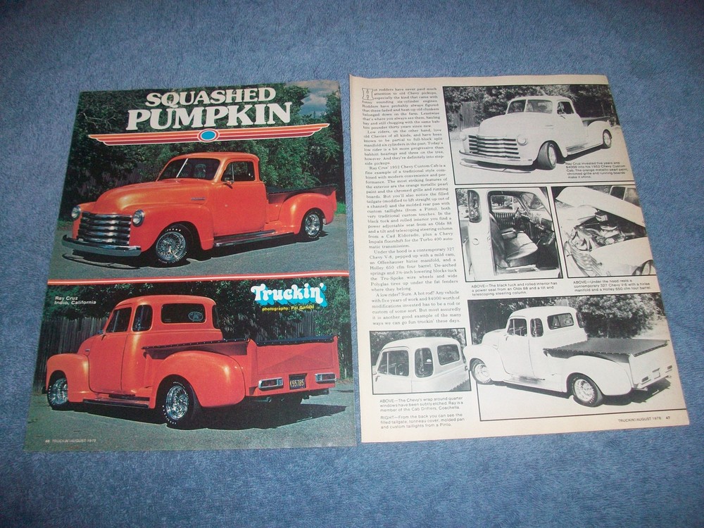 1952 Chevy 3100 5-Window Vintage Article "Squashed Pumpkin"