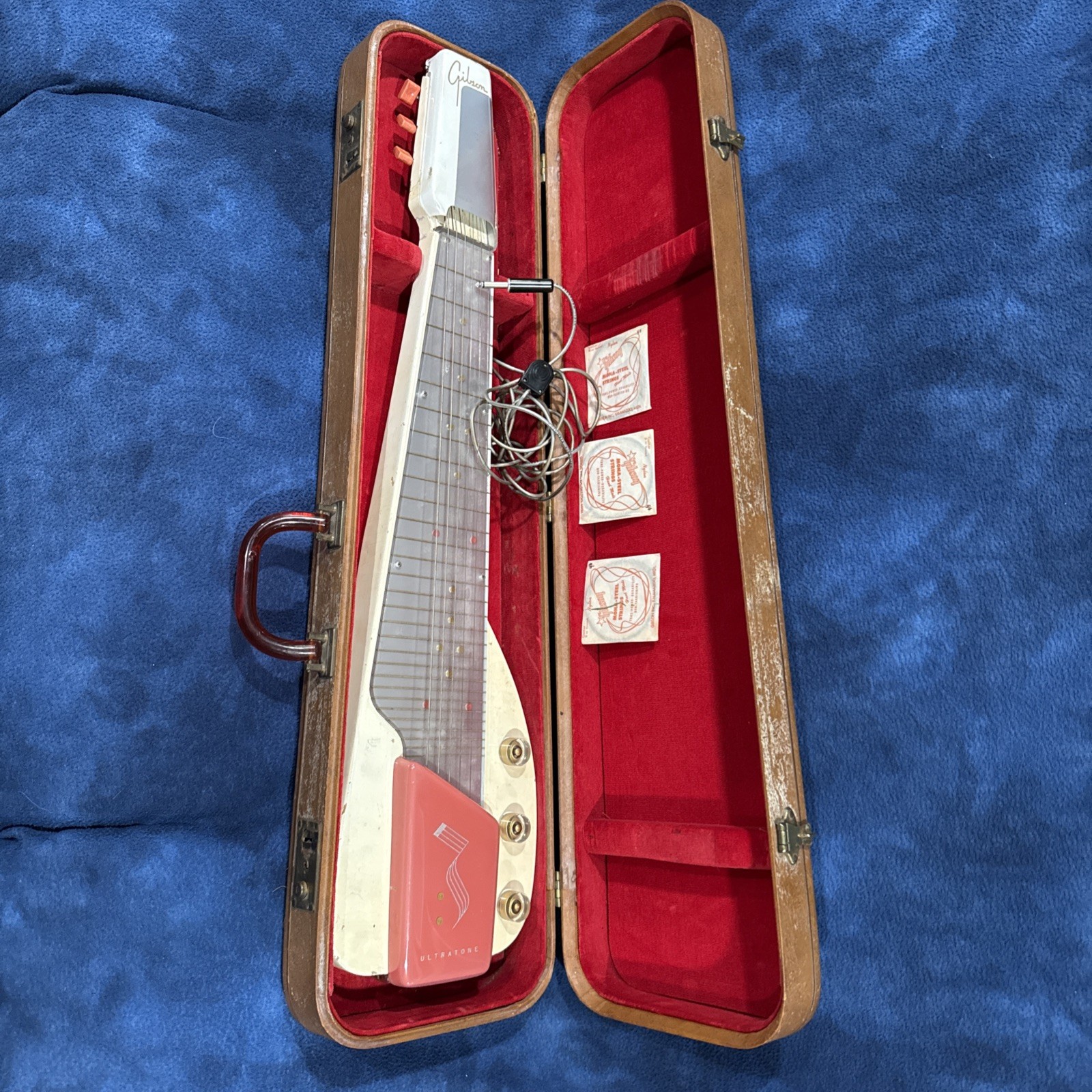 1953/52 Vintage Gibson Ultratone White/Coral Lap Steel Guitar w/ Case