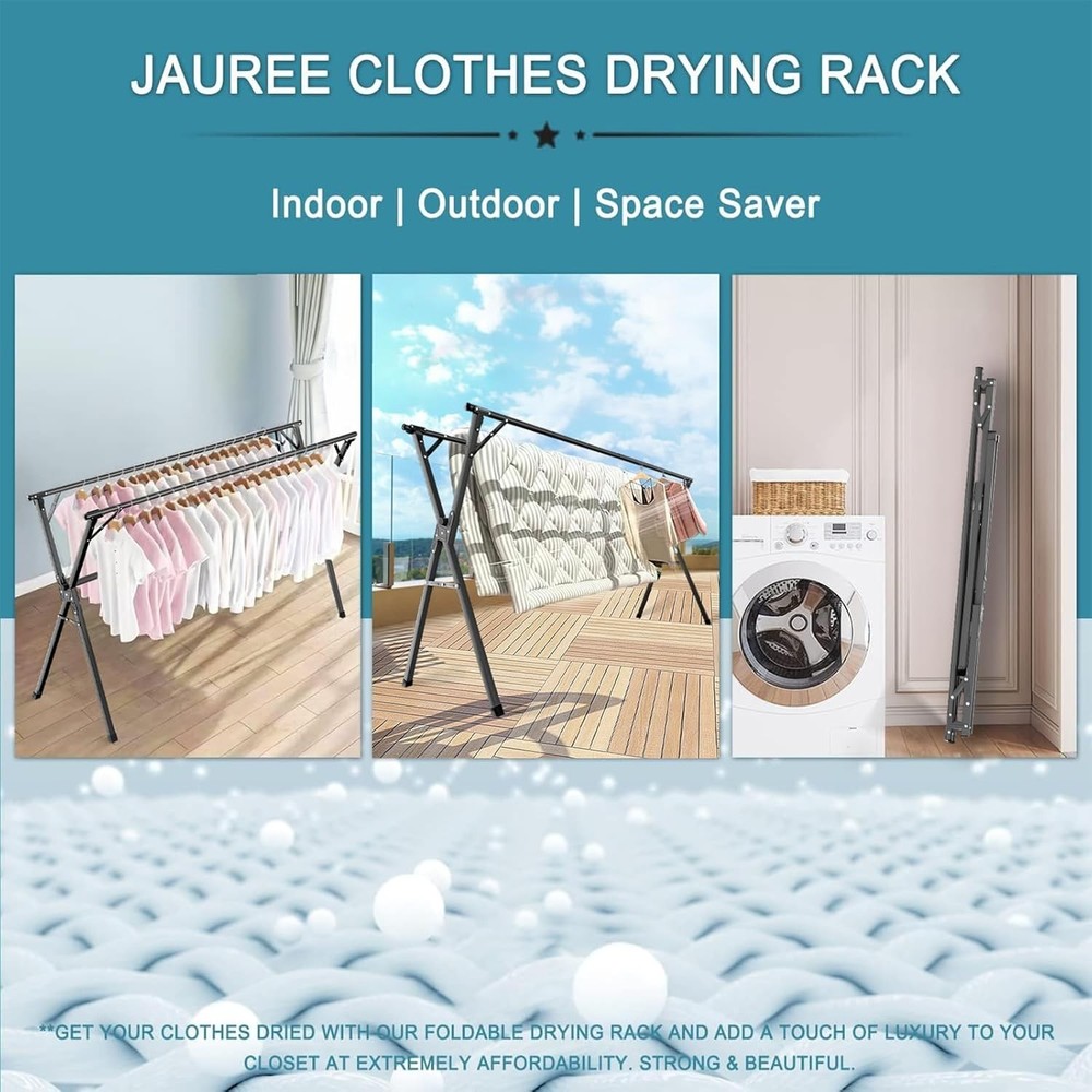 Portable Folding Laundry Drying Rack with Telescoping Design for Easy Storage