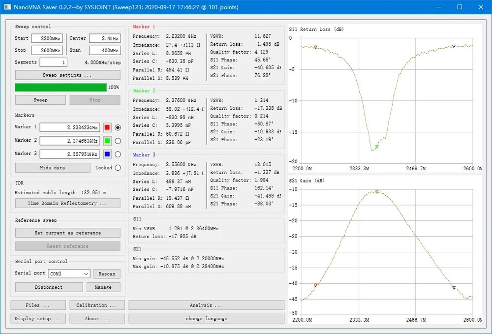 NanoVNA-F V2 Vector Network Antenna Analyzer 4.3" 5000mAh Measuring S Parameters