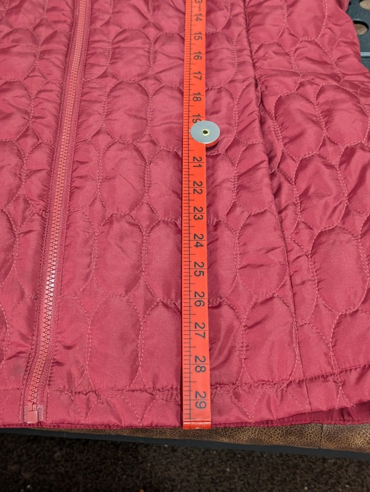 DKNY Red Padded Quilted Coat Size L