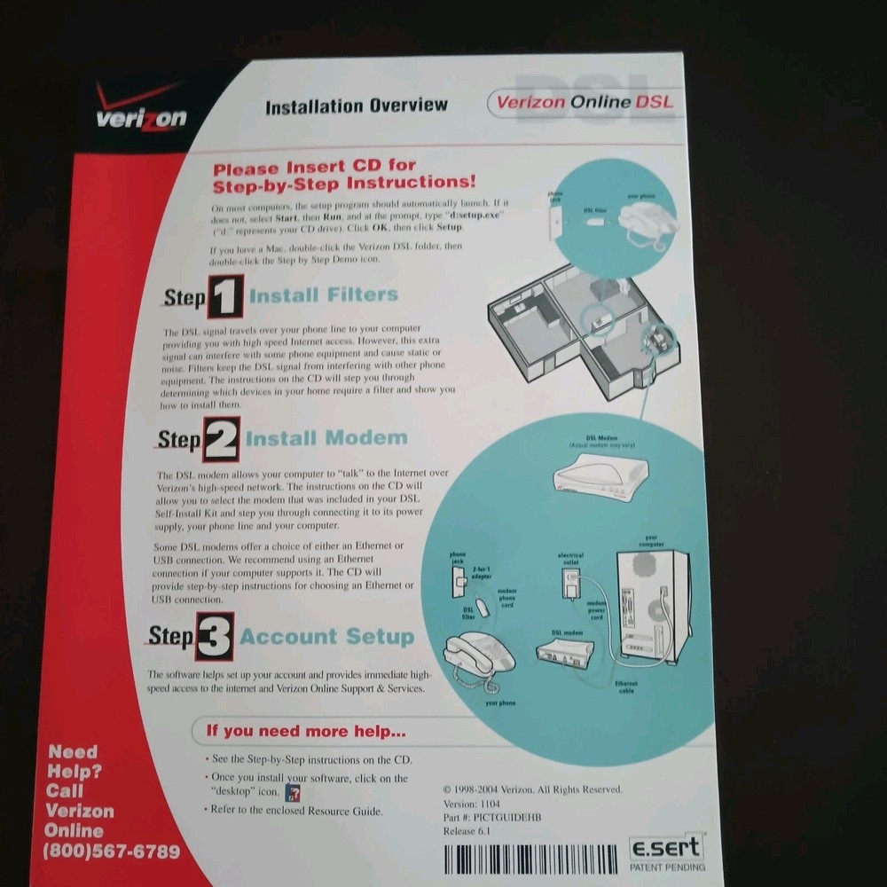 Verizon Online DSL Software Version 6.1 PC CD Rom And Installation Overview