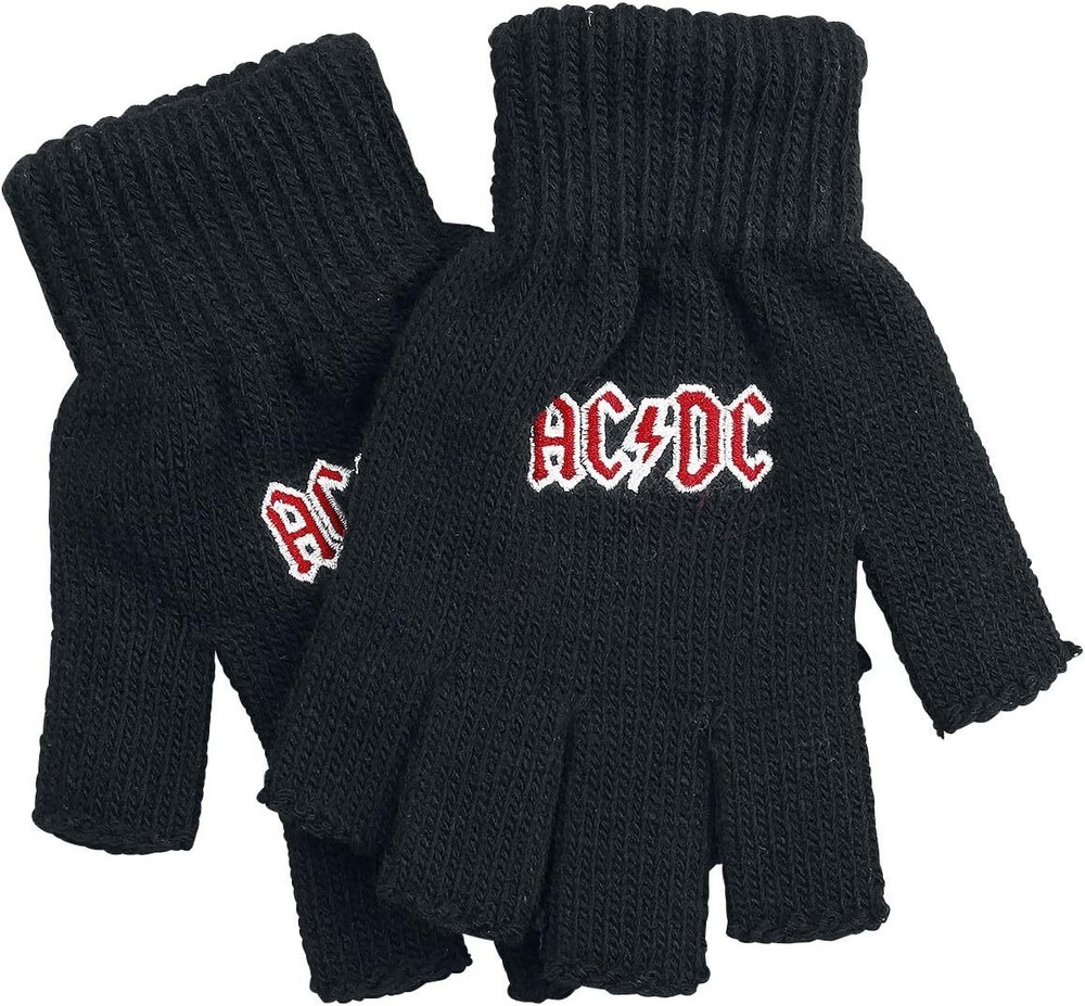 Authentic AC/DC Classic Red Logo Fingerless Gloves NEW