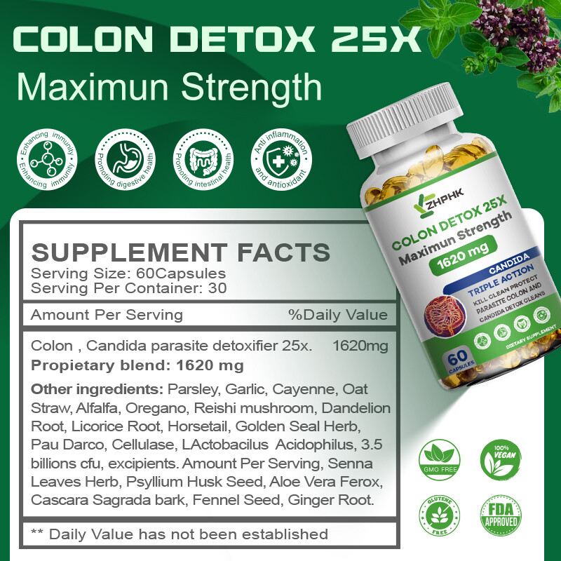 Remove Parasite ANTI PARASITE & CANDIDA DETOX Body Cleanse ULTRA FLASH COLON 60