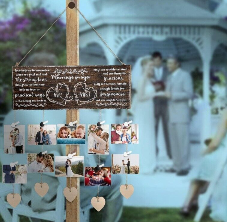 Mr & Mrs Wedding Prayer & Photo Wall Hanger