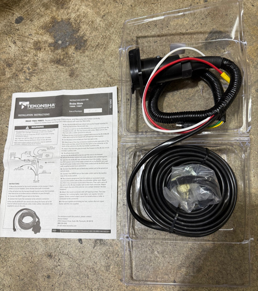 Tekonsha 118607 Brake Mate Trailer Controller Installation Kit with 7 Way Plug