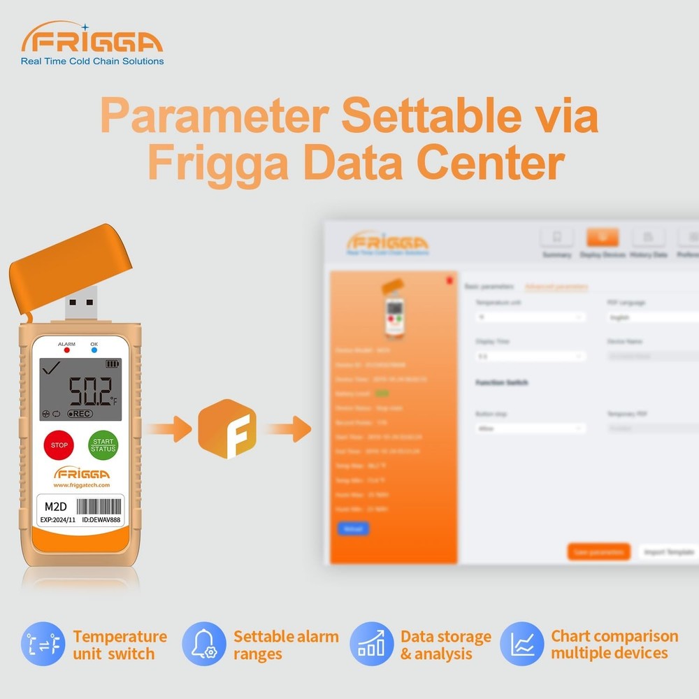 Frigga M2D Reusable Temperature Data Logger Multi-Use USB Digital Temperature Re