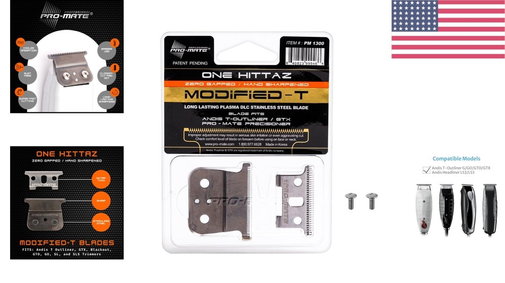 Professional Andis GTX Replacement Zero Gap T-Blade - Hand Sharpened for Barbers