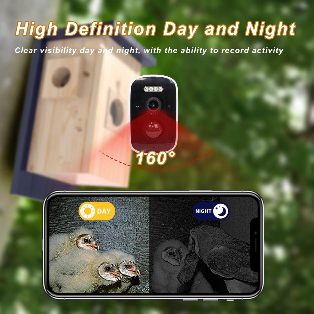 Birdhouse Camera with Solar Powered, HD Vision Camera Watch Bird Nesting & Hatch