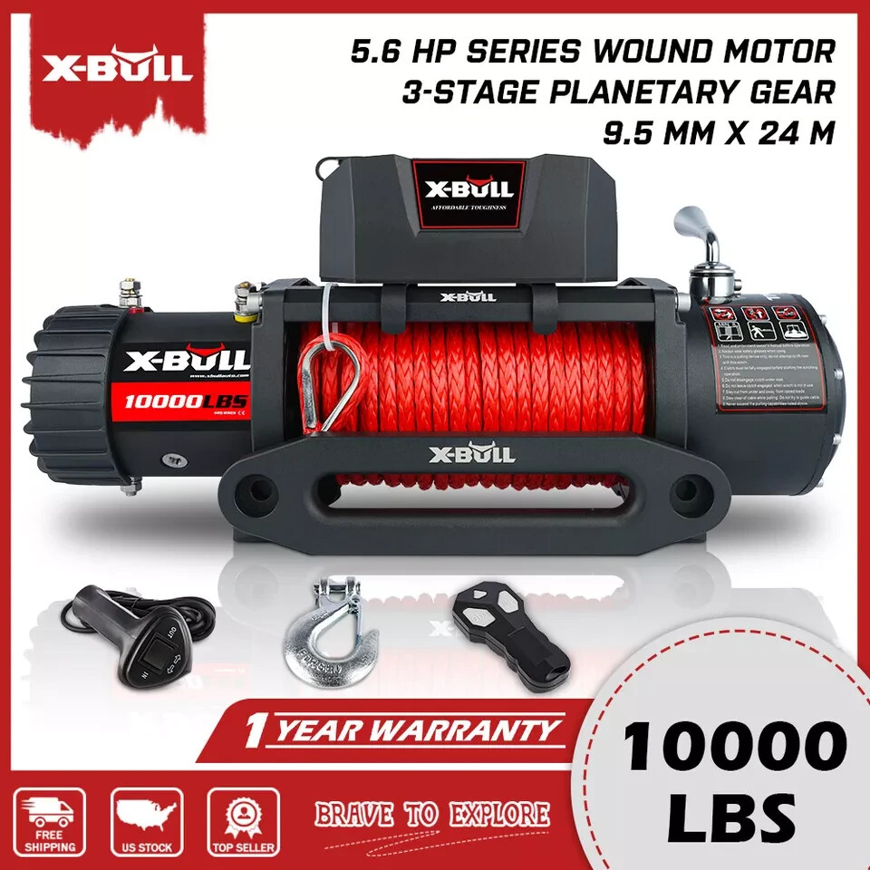 X-BULL 12V Electric Winch 10000lb-14500lb Truck Towing Jeep Winch 4WD Off-Road