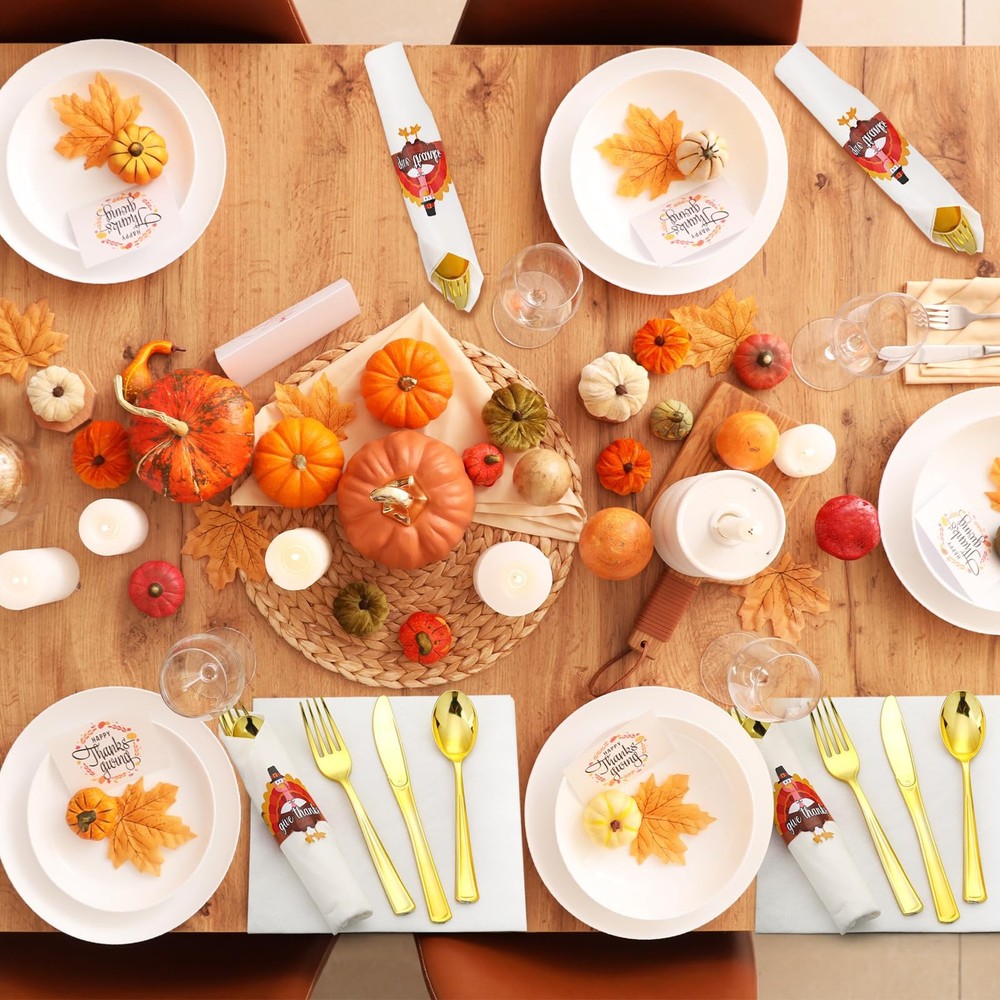 24 Pack Thanksgiving Rolled Silverware Disposable Pre Rolled Silverware Thank...