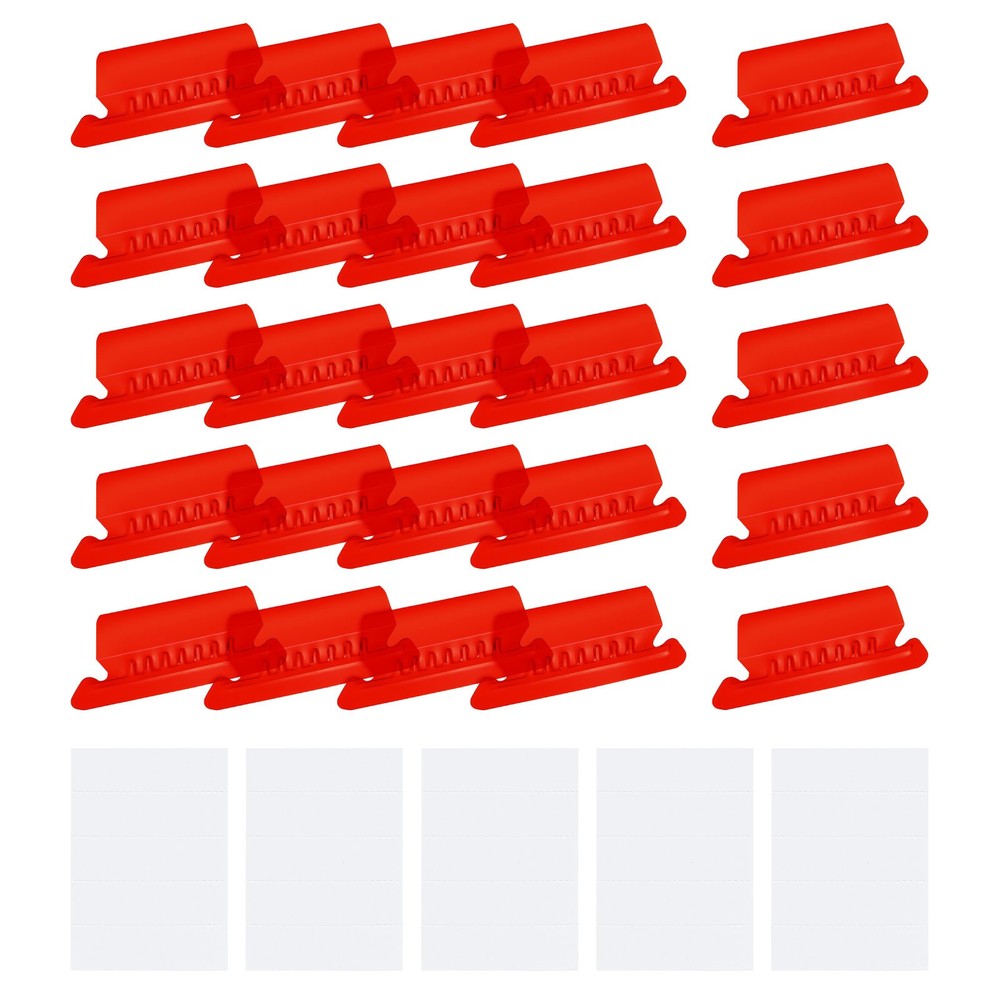 Hanging File Folder Tabs, 2 Inch File Folder Tabs and Inserts, Red, 100 Pcs