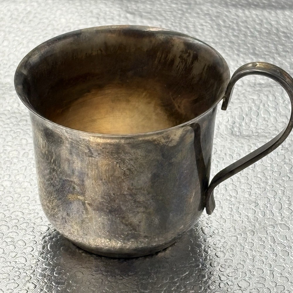 VTG Silverplate Baby Cups Godinger Teddy Bear Leonard Hong Kong Nursery Patina