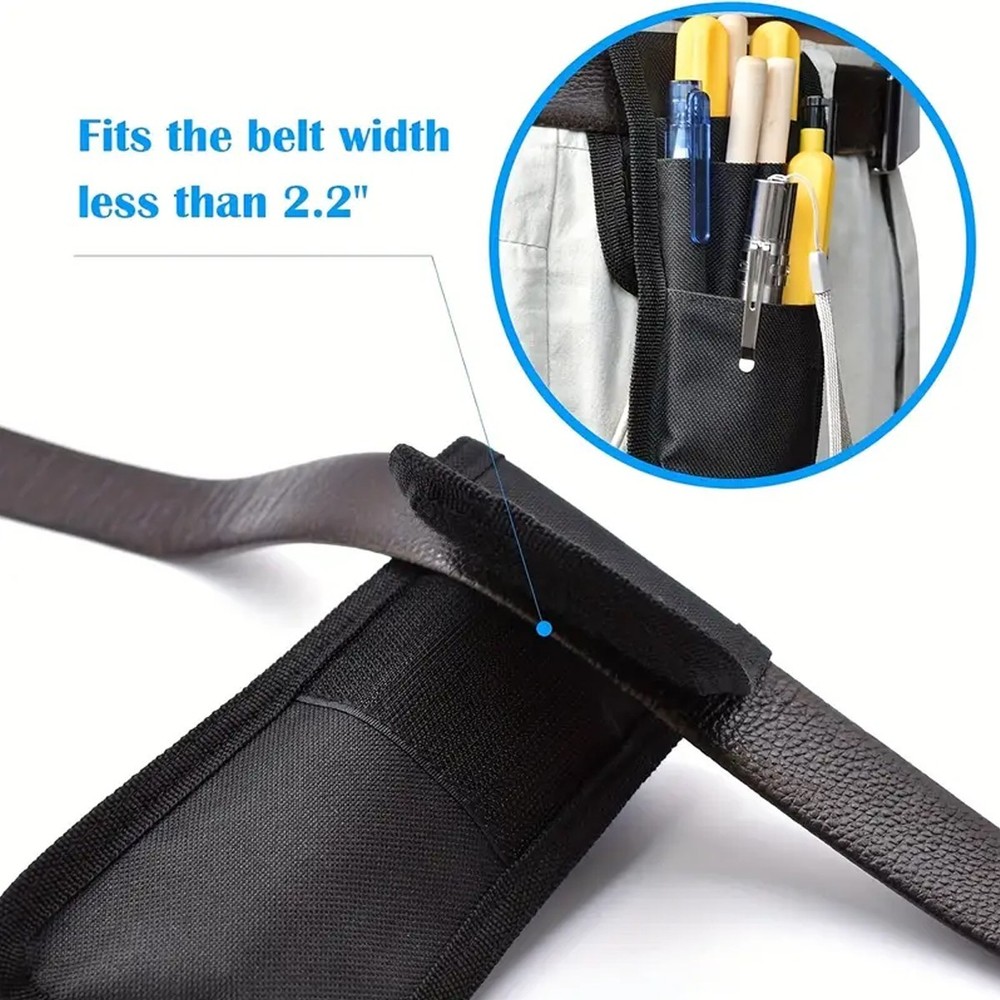 2 Pcs Belt Pen Holder, Multifunctional Adjustable Black