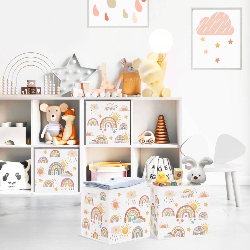 Rainbow Storage Cube Organizer Set Boho Closet Clothes Cube with Metal Frame ...