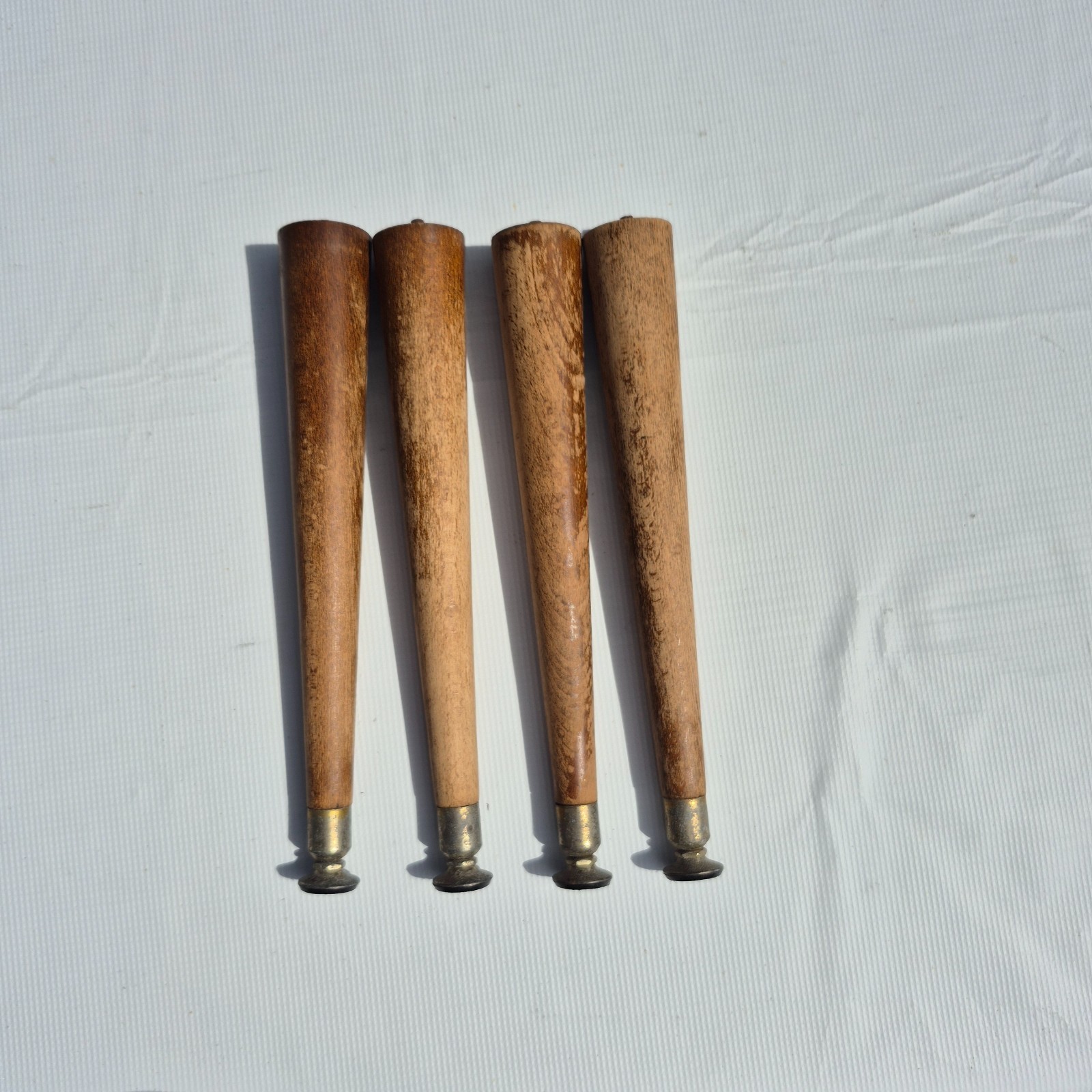 4 Mid Century Modern 12 1/2 Inch Table Legs Tapered, Wood Turned 1950s - 60s