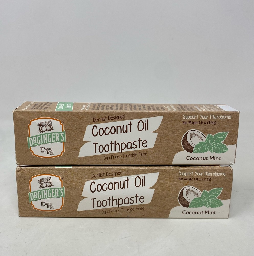 Dr. Ginger's Coconut Oil Toothpaste - Coconut Mint, 4 oz Each 2-Pack Fluoride